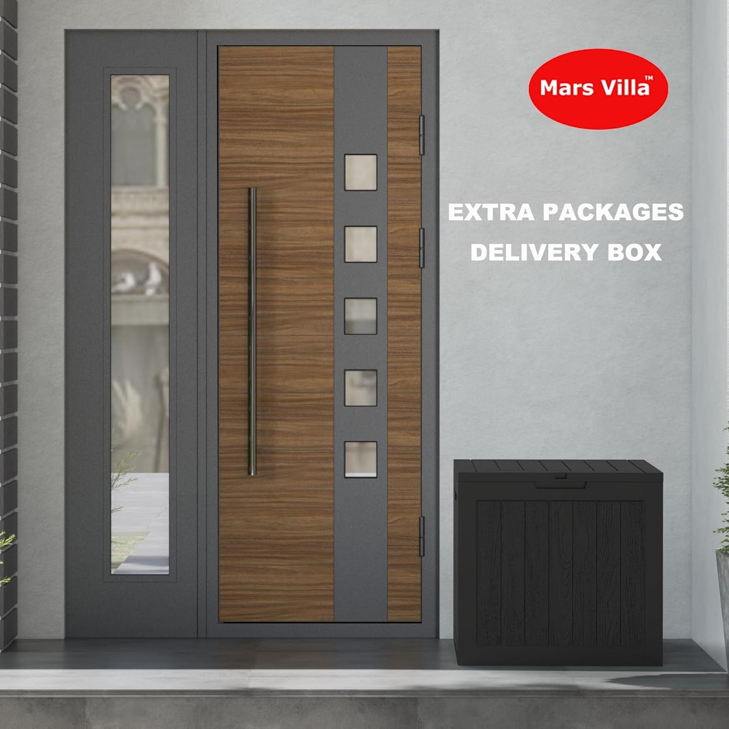 Mars Villa 31 Gallon Deck Box, Outdoor Storage Box Waterproof, Outside Resin Storage Bin for Outdoor Patio Furniture Cushions, Pool Supplies, Garden Tools, UV-Resistant and Weatherproof, Black