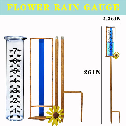 Rain Gauge Outdoor, Freeze Proof Rain Gauges Outdoors Best Rated,7" Capacity Detachable Rain Guage with Stake for Yard,Lawn & Garden,Large Clear Number and Scale Rain Measure Gauge,Rain Water Meter