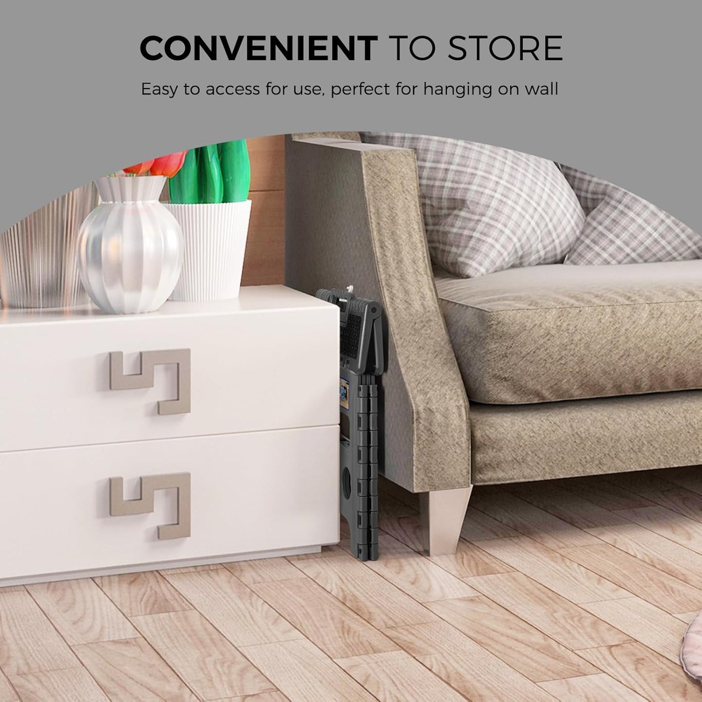 ACKO Folding Step Stool 13 inch Height Premium Heavy Duty Foldable Step Stools for Adults and Kids, Kitchen Plastic Small Collapsible Stepping Stool Hold Up to 300 LB Dot Grey (1 Pack)