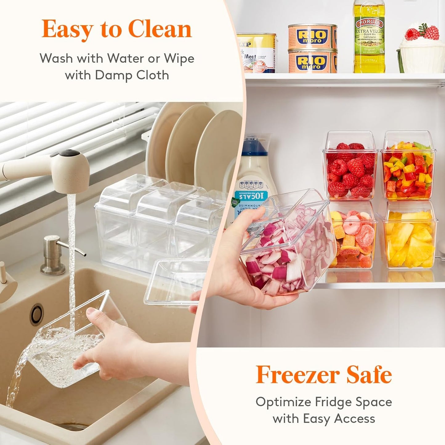 Lifewit Ice Chilled Condiment Caddy with 4 Containers(2.5 cup), Condiment Server with Separate Lids, Serving Tray Platter with Removable Dishes for Bar Accessories, Fruit, Salad, Taco, Party Garnish