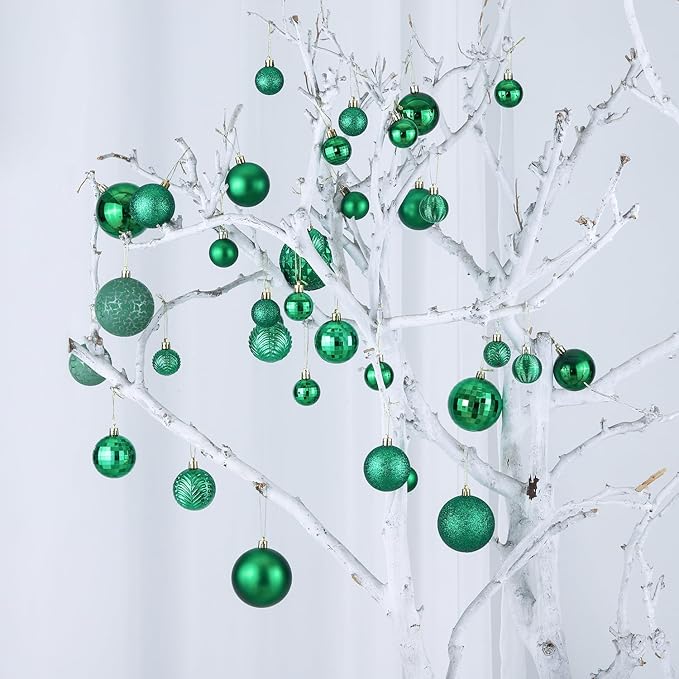 LANGXUN 36pcs Emerald Green Christmas Tree Decorations Balls, Bolas De Navidad, 2025 Christmas Decor, Indoor Outdoor Shatterproof Christmas Ornaments, Xmars Party Wedding Suppiles