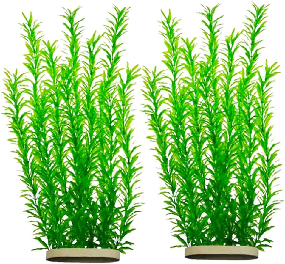 DSkoiph 2 pcs Aquarium Decor Plastic Plants Extra Large 21 Inches Artificial Fish Tank Plants Tall Fish Tank Decorations Artificial Green Water Plants (Green)