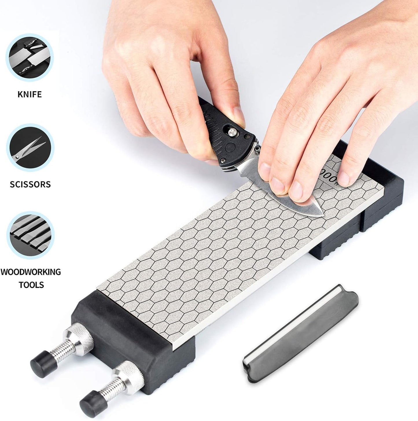 DMD Diamond Sharpening Stone Holder Set with Simple Adjustment Screws Holds the Stone Securely with Diomand Knife Sharpener Stones 丨 Durable Quality and Exquisite Design Blue