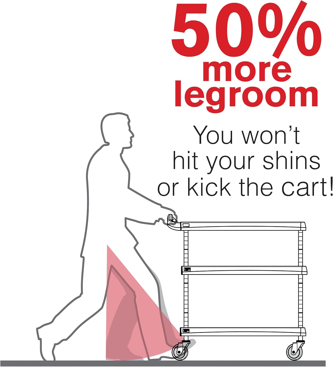 Metro myCart Plus Utility Cart - Choose-Your-Height Adjustable Heavy Duty Rolling Cart for Home, Commercial and Industrial Use - 2-Shelf, 300 lbs Capacity - 18.3" W x 31.5" L x 35.5-39.5" H - Black