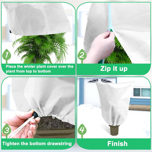 DQS 2 Pack Plant Covers Freeze Protection, 31.4" x47.2" Winter Frost Protection Blankets Frost Cloth,Suitable for Outdoor Winter Frost, Cold Weather, shrubs, Trees, Jackets, and coverings