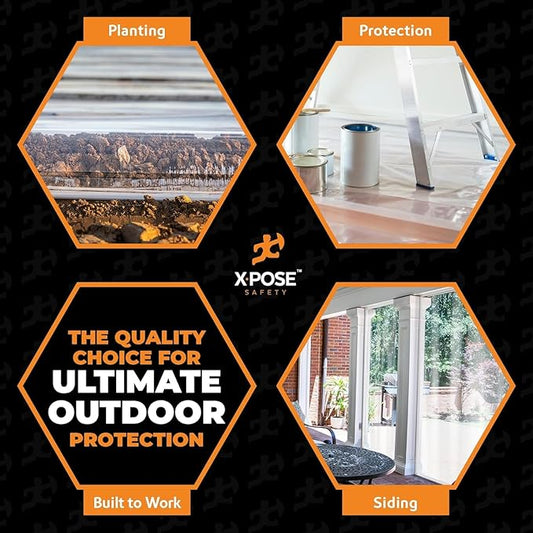 7' x 10' Clear Vinyl Tarp - Super Heavy Duty 20 Mil Transparent Waterproof PVC Tarpaulin with Brass Grommets - for Patio Enclosure, Camping, Outdoor Tent Cover, Porch Canopy - by Xpose Safety