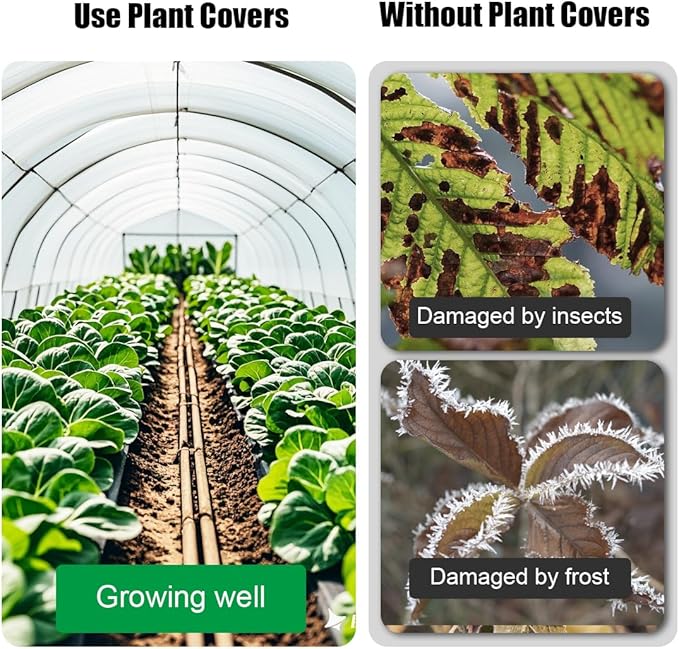 Frost Covers Protection for Outdoor Plants 10Ft x 50Ft, Plant Blankets Freeze Cloths for Spring, Horticultural Fleece for Trees/Raised Beds/Vegetables/Shrubs (1.2 oz/yd², White)