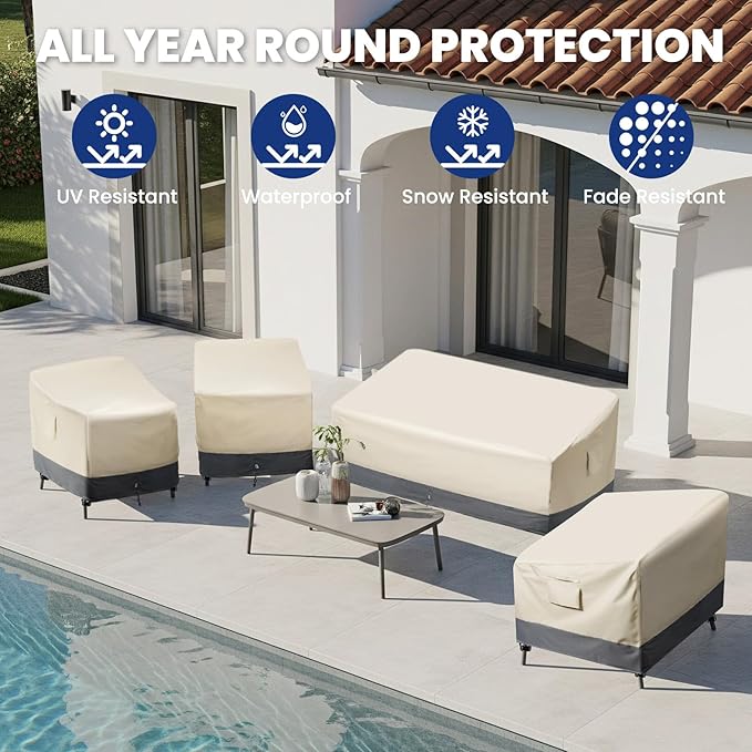 Extra Heavy Duty 2 Seater Outdoor Couch Cover Waterproof Up to 8000pa, Patio Furniture Sofa Covers with Air Vent, Outdoor Loveseat Bench Cover, 76" W x 33" D x 32"H