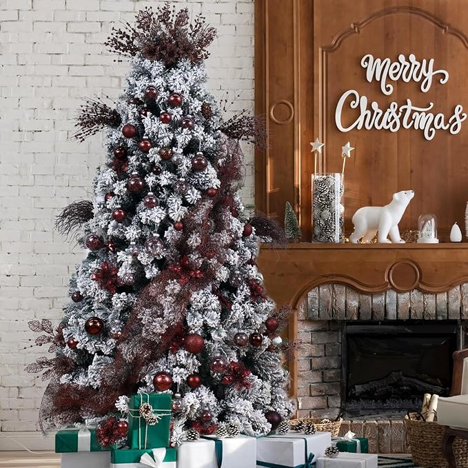 Wironlst Christmas Ball Ornaments Shatterproof Clear Large Plastic Hanging Ball Decorative Baubles Set with Stuffed Delicate Decorations (Multi-Siz, Brown)