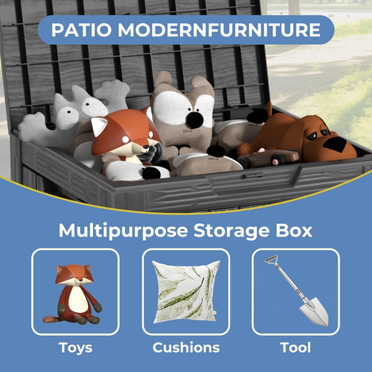 30 Gallon Waterproof Outdoor Storage Box - All-Weather Deck Box for Patio & Pool, Lockable Resin Patio Deck Box with UV Protection, Matte Black