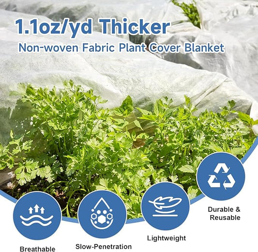 Plant Covers Freeze Protection,10 ft x 20 ft 1.1oz/yd² Thicker Floating Row Blanket Cover Fabric Plant Cloth for Winter Frost Snow and Garden Protection