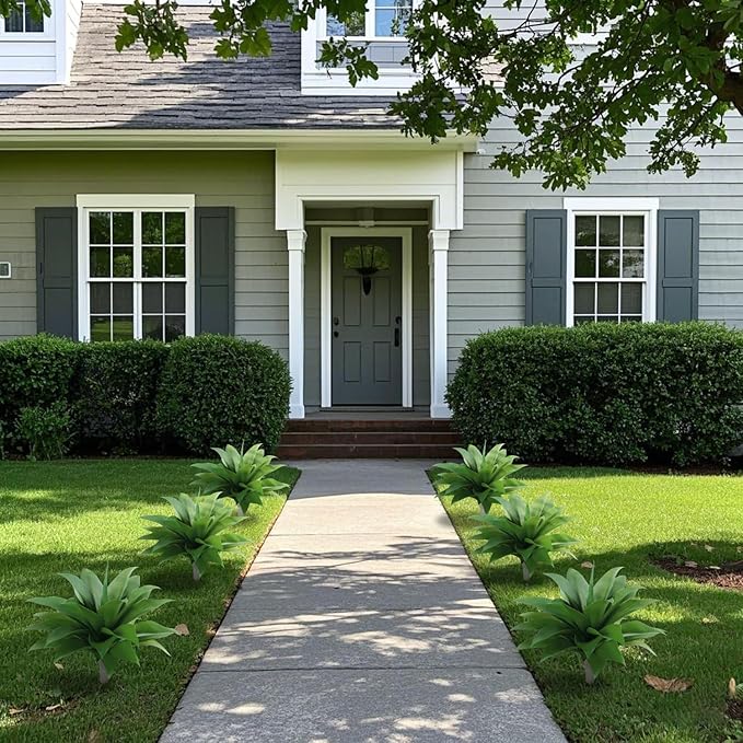 15 Inch Artificial Agave Plant with Ground Stake, Realistic Faux Succulents for Home Decor, UV-Resistant Fake Agave Plant for Indoor Outdoor Planters, Porch, Patio, Balcony, Poolside, 2 Pack