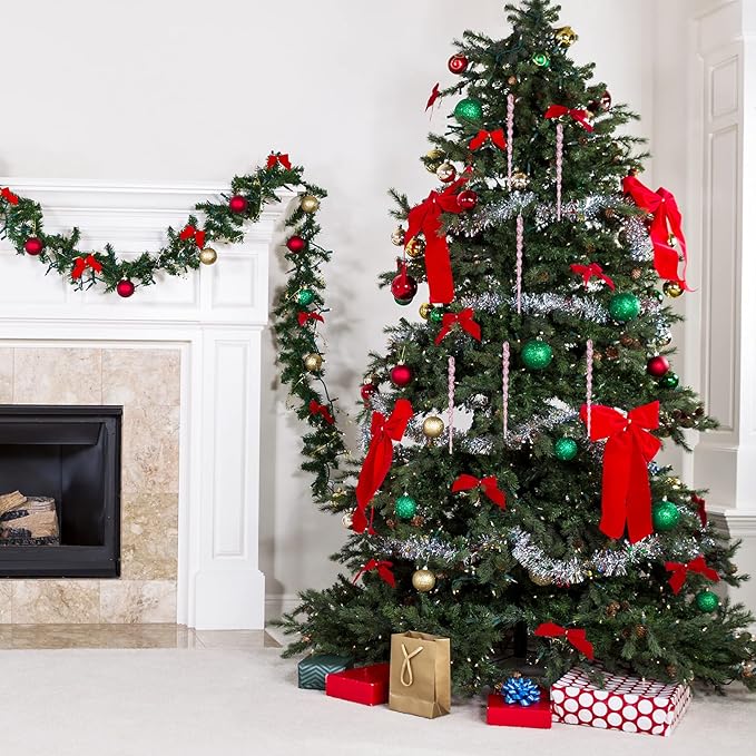 AMS Sparkling Glitter Plastic Icicle Ornaments 30 PCS Twisted Icicles Decoration Christmas Tree and Holiday Xmas Party Hanging (5.1'', Pink)