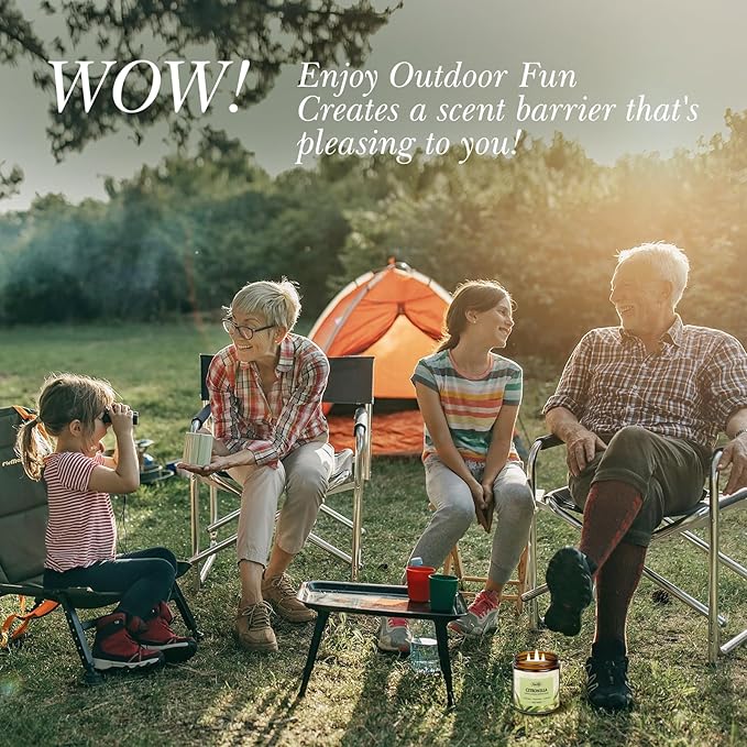 Auelife Scented Candles, 12oz Large 3-Wick Candle for Home Patio Camping & Garden, Natural Soy Wax Citronella Candle for Summer Gift, Long Lasting for Indoor Home Scented, 50+ Hour Burn