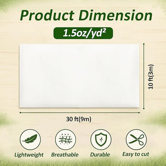 Gardzen 1.5 oz Plant Covers Freeze Protection, Reusable 10ft x 30ft Floating Row Covers, Thicker Frost Blankets for Outdoor Plants, Pests Protection, White