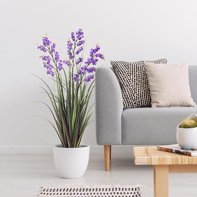 Green Onions Home Decor Fake Plants Lily of The Valley Snake Plant Home DéCor Accents Artificial Grass Room Decor Artificial Plants Indoor Artificial Grass 36" 1 Pack(Purple)