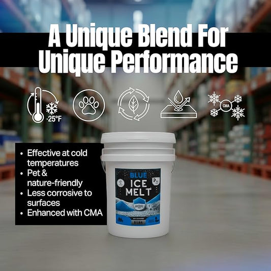 Blue Ice Melt -25°F Effective, Pet Safe Eco-Friendly De-Icer, Fast-Acting Granules for Driveways, Walkways & Entryways, 20 lb Pail
