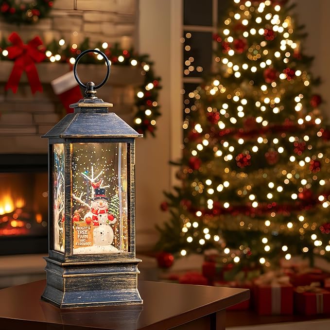 10 "Snow Globe Lights, Creative Vintage Musical Lights USB or Battery Powered, Water Snow Spinning Flashing Christmas Home Decoration and Gifts( Frosty's Tree Farm)