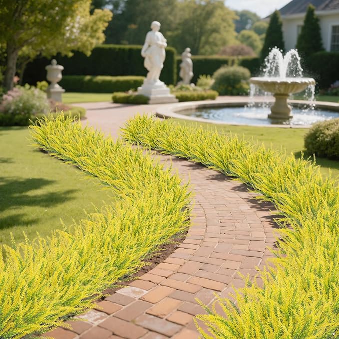 Ouddy Decor 12 Bundles Artificial Lavender Fake Flowers Faux Plastic Plants for Home Wedding Kitchen Garden Patio Window Box Office Table Centerpieces Indoor Outdoor Decor, Yellow