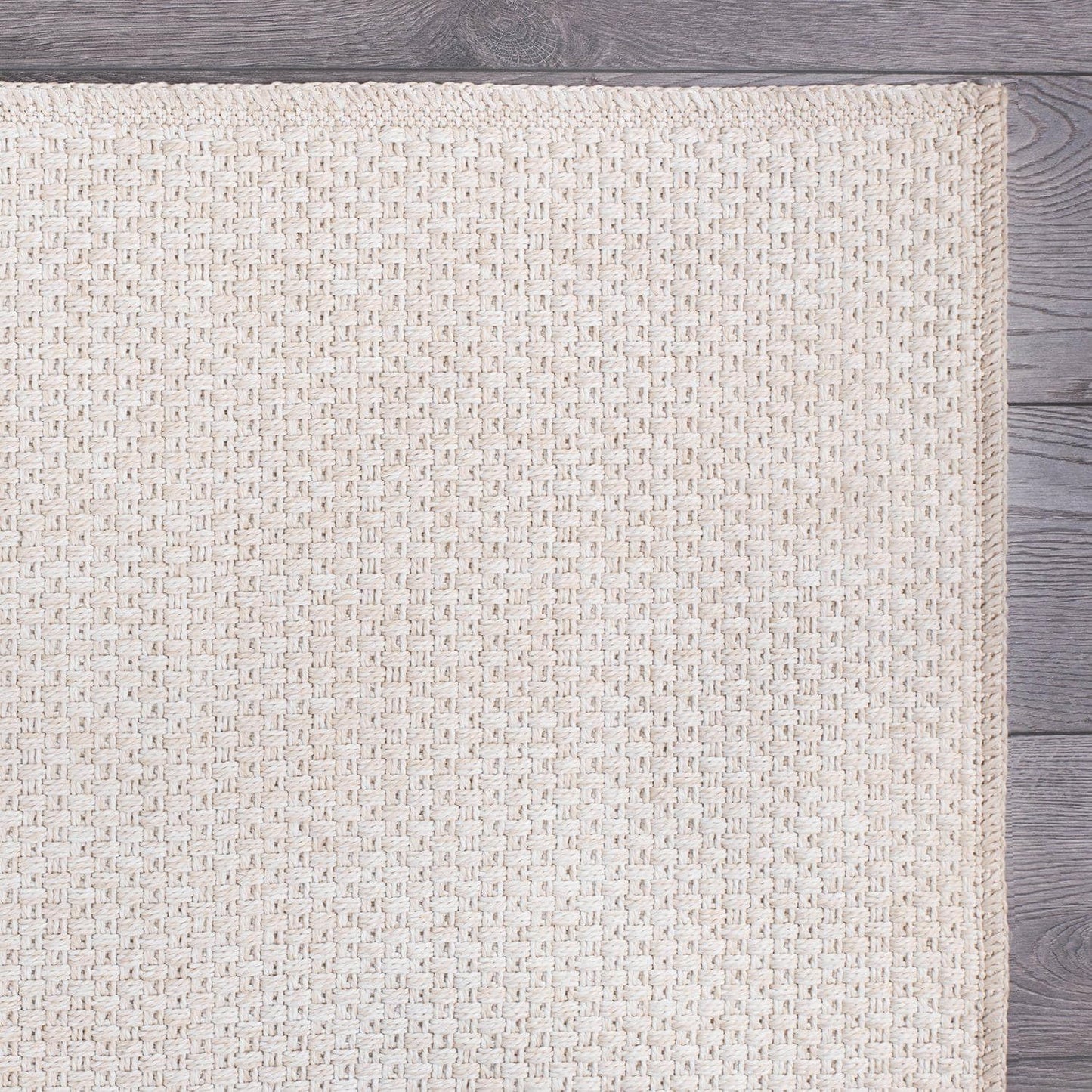 CAMILSON Easy Jute Rug 6x9, Indoor Outdoor Off-White Farmhouse Area Rugs for Living Room Patio and Kitchen Rug, Solid Woven Design, Easy-Cleaning, Washable Outside Carpet Alfombras (6 x 9)