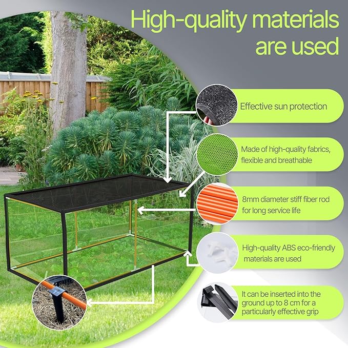 Seedling Net Plant Protector, 19 Fibreglass Poles Make Up The Garden Plant Awning, Bird Netting, Preventing The Hot Sun and Squirrels from Harming Plant Seedlings,47.2" X 23.6" X 23.6"