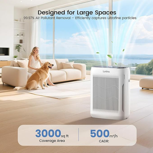 Air Purifiers for Home Large Room up to 3000 Ft², LUNINO Air Purifier with Auto & Pet Mode, 4 Fan Speeds, Aromatherapy, H13 HEPA Washable Filter for Allergies, Pet Hair, Smoke, Odors, Pollen, Dust