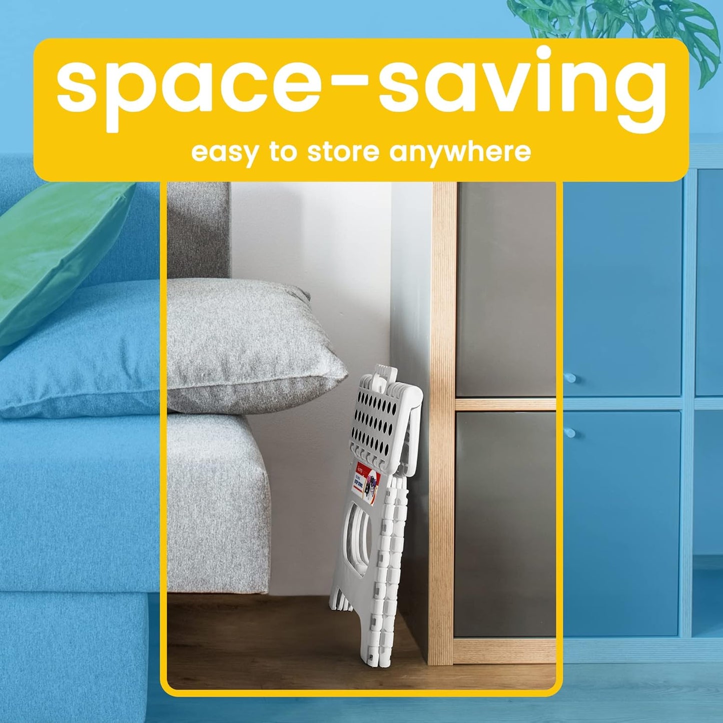 ACSTEP Folding Step Stool for Adults and Kids 11 Height Lightweight Plastic Stepping Stool Foldable Step Stool Hold up to 300lbs Non Slip Collapsible Stool White