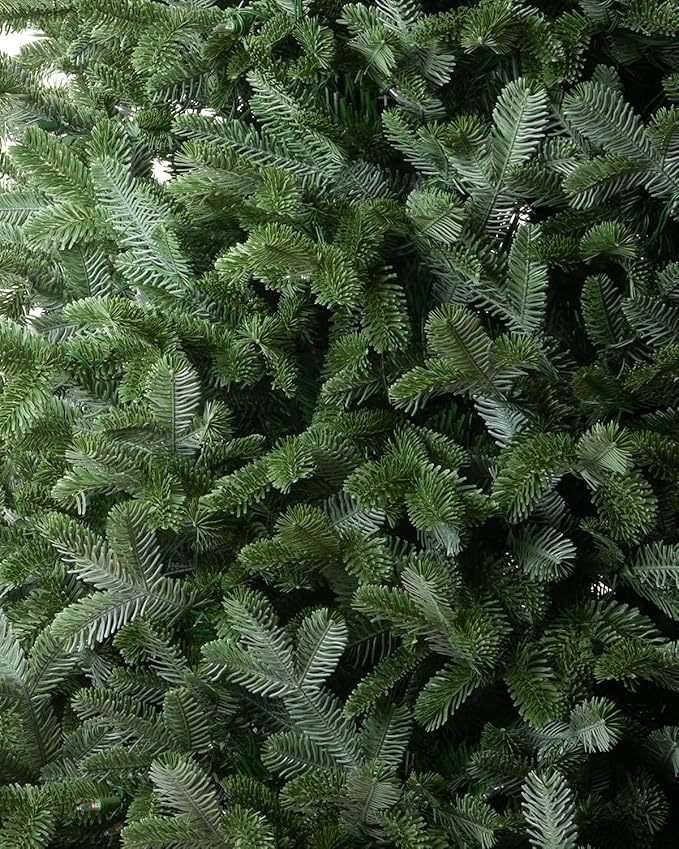 7.5FT Pre-lit Christmas Tree Premium Artificial Fir Remote Control with 400 Warm White & Multi-Color Lights, Hinged/Feel Real/Realistic/Full Fir Dual Color Xmas Tree 7.5 Feet Outdoor Festive Holiday