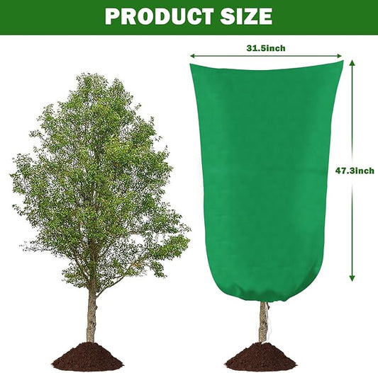 4 Pack Plant Covers Freeze Protection, 31.5" W x47.3 H Winter Frost Protection Blankets Frost Cloth Plant Freeze Protection with Zipper Drawstring for Outdoor Plants (Green)