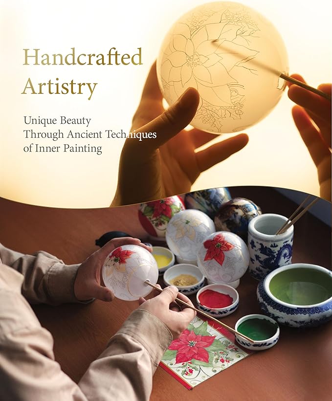 Poinsettia Ornament – Hand-Painted Glass Bell Christmas Ornament – Blue and White Holiday Design – Poinsettia Ornaments for Christmas Tree