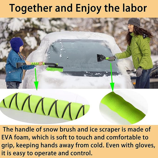 25" Snow Brush & Ice Scraper for Car Windshield, Detachable Snow Scrapers with Foam Grip for Cars, Trucks, SUVs
