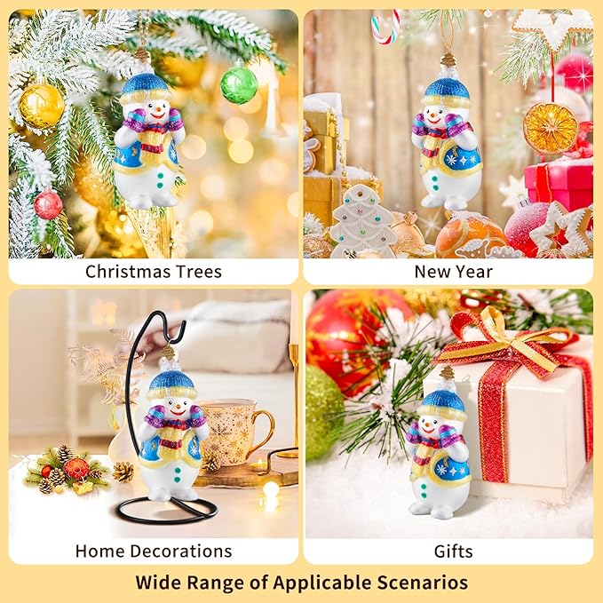 Snowman Christmas Ornaments,Glass Blown Ornaments for Christmas Tree,Snowman Collection Figurine Hanging Ornaments,Christmas Decorations for Xmas Tree Holiday Party Daily Gifts(Naughty Snowman)