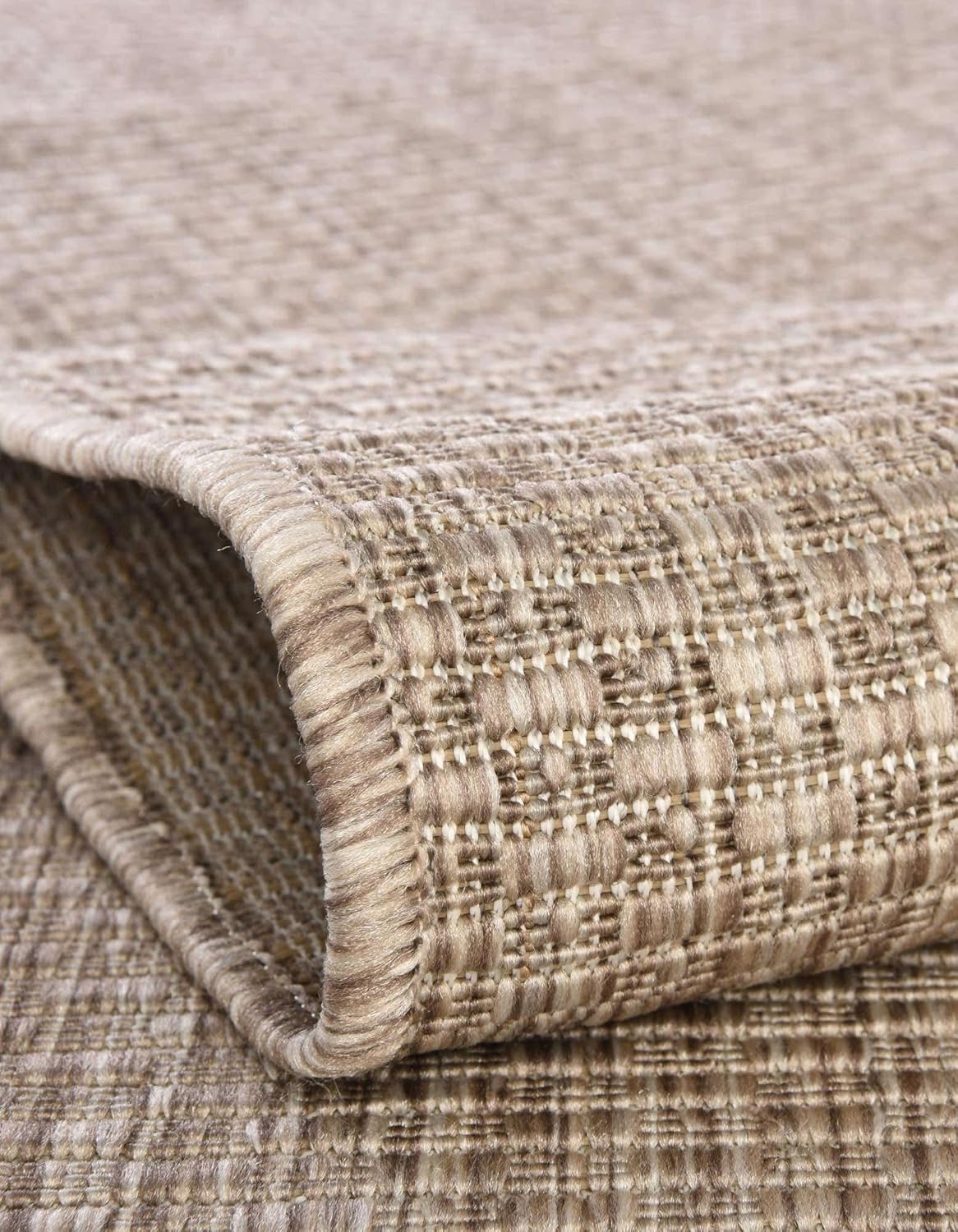 Unique Loom Collection Casual Transitional Solid Heathered Indoor/Outdoor Flatweave Area Rug (2' 7" x 10' Runner, Beige/Ivory)