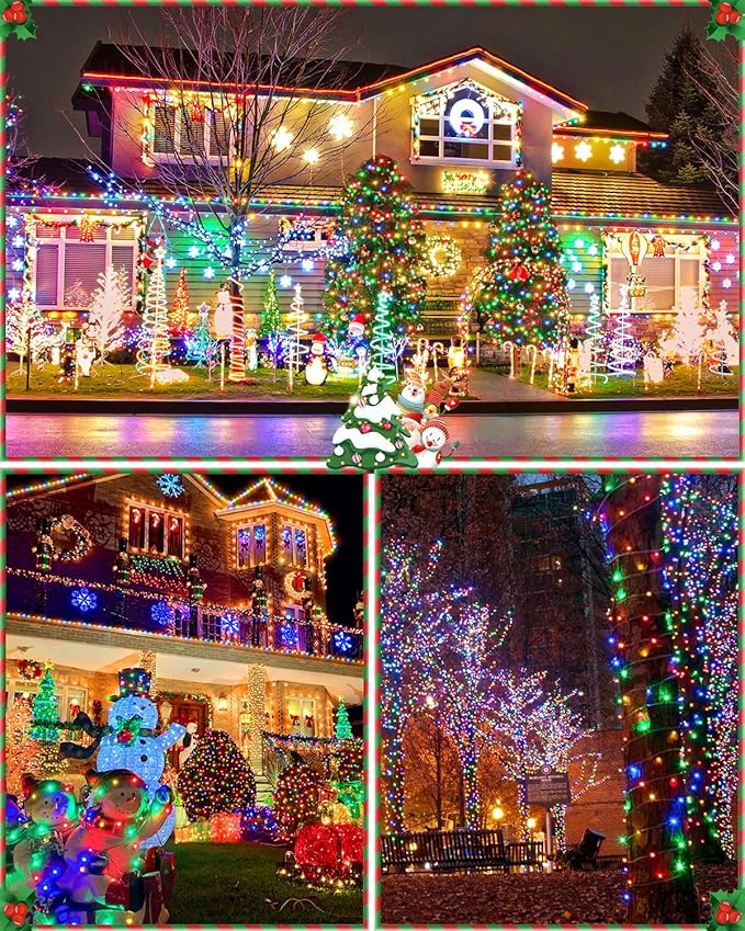 LED Christmas Lights, Extra Long Outdoor String Lights Waterproof, Timer & Memory, 8 Modes Dimmable Plug in Fairy for Outside Tree Wedding Patry (Multicolor, Total 710FT 1800 LED)