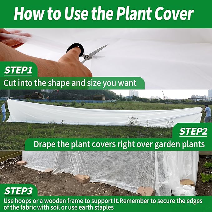 Avalution Plant Covers Freeze Protection, 10x50 FT Frost Cloths for Outdoor Plants, 0.9 oz/yd² Reusable Frost Blankets for Outdoor Plants, Row Covers for Vegetables Season Extension