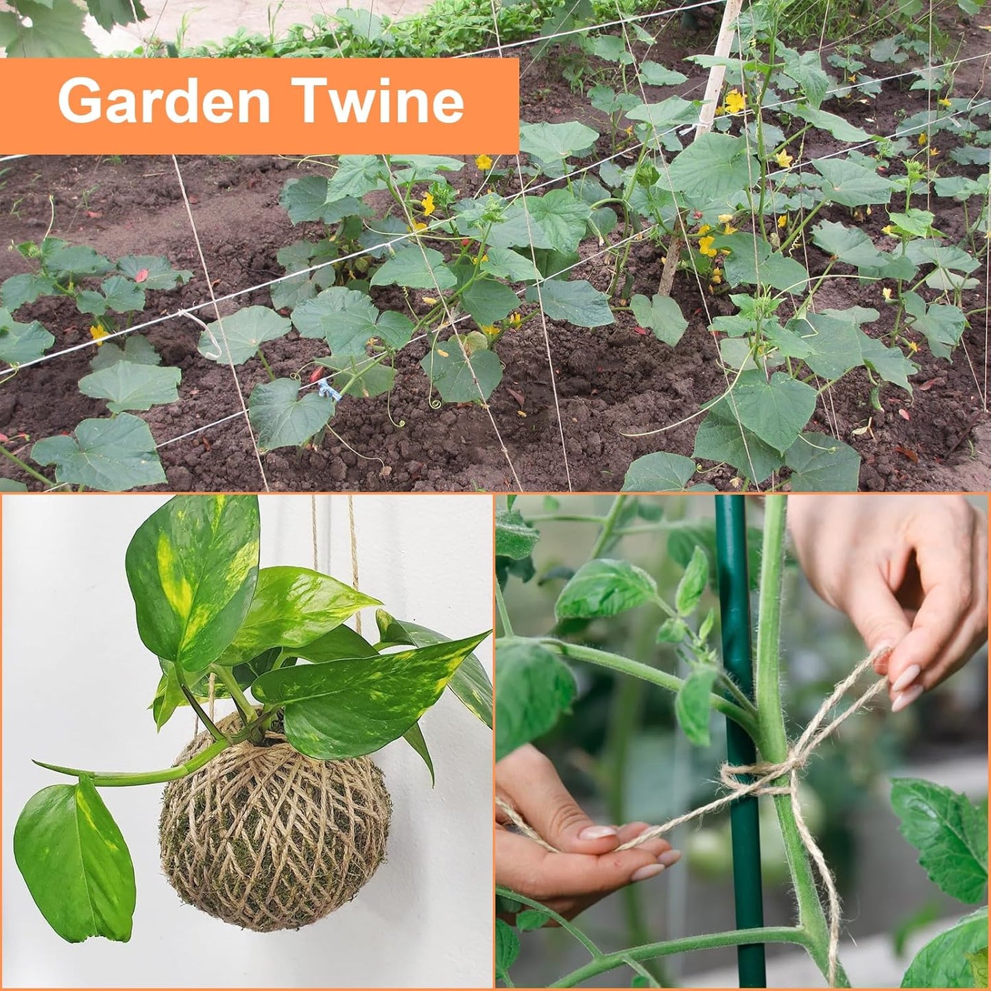 Twine String, 3mm 820FT Jute Rope for Handmade Arts Crafts Gift Wrapping, Burlap String for Gardening Climbing Plant, Hemp Cord for Halloween Christmas Wedding Decoration