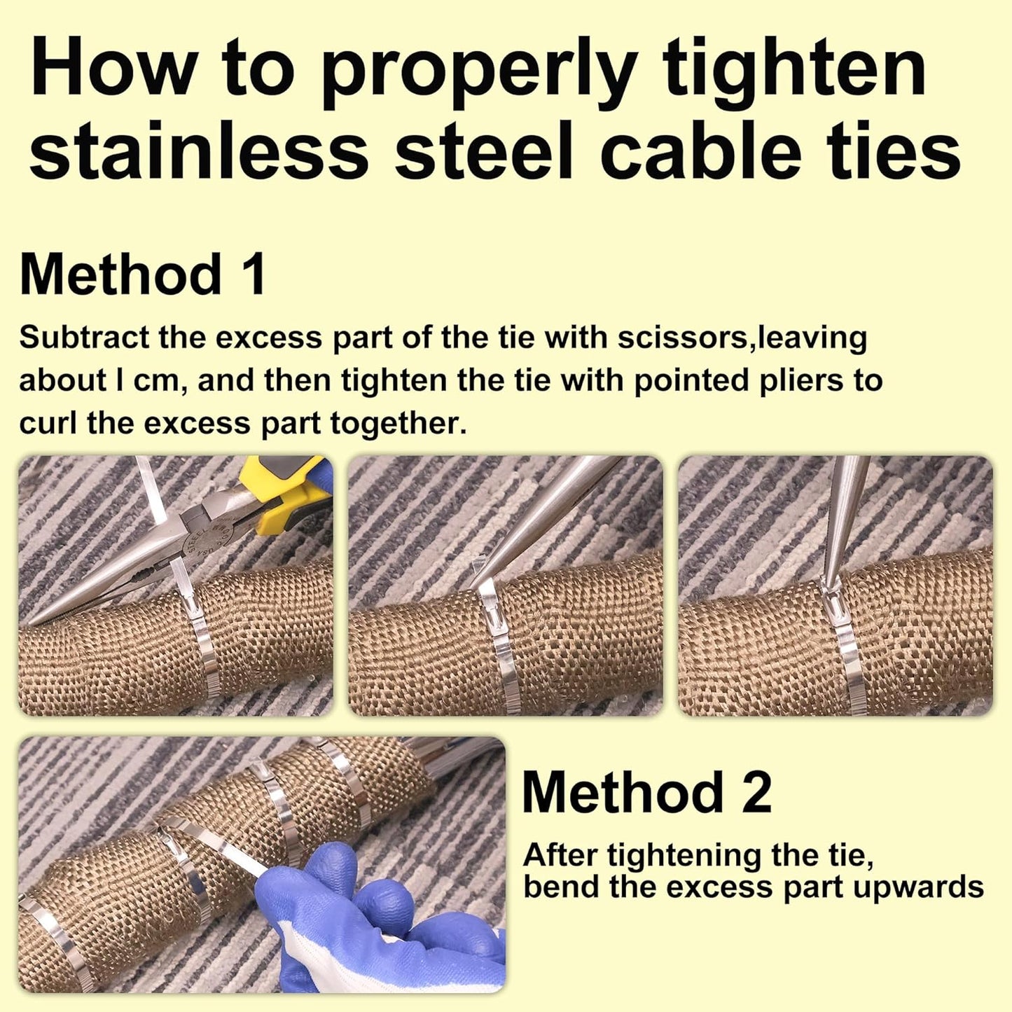 Stainless Steel Zip Ties 11.8 inch 100pcs, 304Stainless Steel Metal Zip Ties Multi-Purpose Heavy Duty Self-Locking Cable Ties for Machinery, Fence, Vehicles, Farms, Cables, Pipesas Well