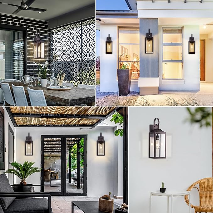 Oil Rubbed Bronze Dusk to Dawn Outdoor Wall Light 19", Large Outside Farmhouse Wall Sconce Brown, Industrial Wall Mount Light Fixture Waterproof, Porch Lighting Exterior Lamp for House Garage