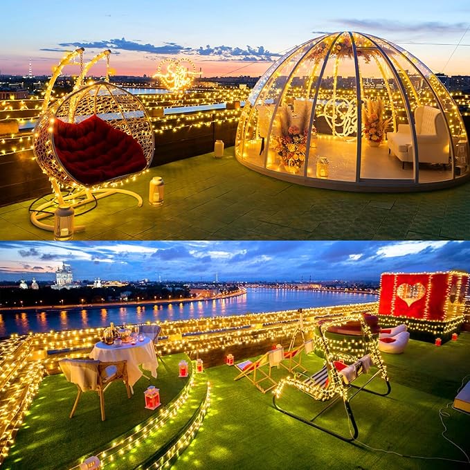 SAUIRS 403FT 1000 LED Christmas Lights Outdoor String Lights with 8 Modes Timer Waterproof Fairy Light Plug in for Outside Indoor Party Xmas Palm Tree Yard Wedding Decorations(Warm White)