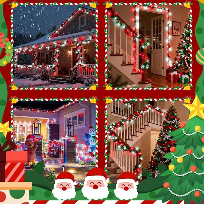 Voice Control 88ft 240LED Smart Christmas String Lights Outdoor/Indoor | String Lights Plug in with Remote, 12Modes, 7Voice Commands & Timers, Christmas Twinkle Light for Xmas Tree Decor (Red & White)