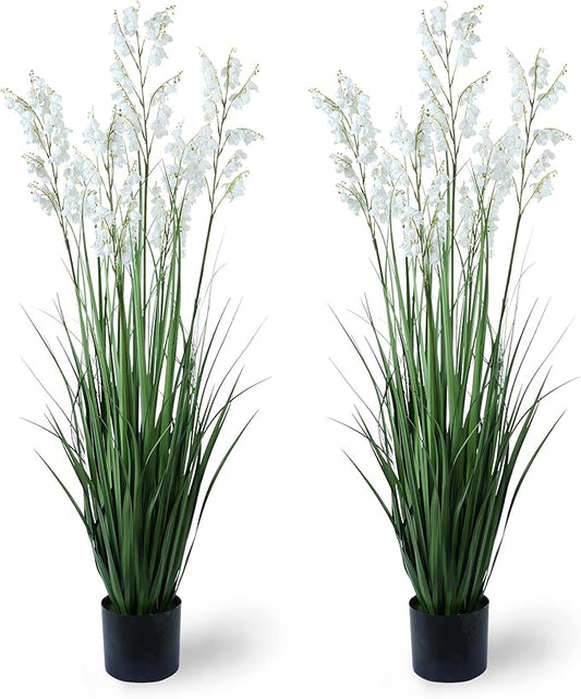 Green Onions Home Decor Fake Plants Lily of The Valley Snake Plant Home DéCor Accents Artificial Grass Room Decor Artificial Plants Indoor Artificial Grass 47“ (2PCS ) White