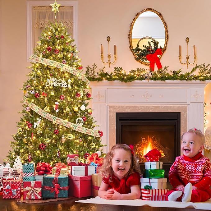 GarveeHome 7.5ft Christmas Tree, Artificial Christmas Trees with Dense Branches Realistic Holiday Décor Tree with Base