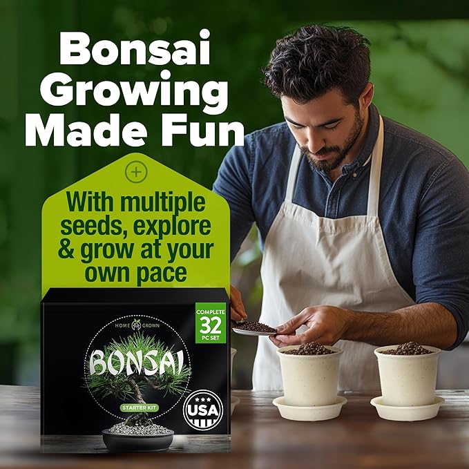 Bonsai Tree Kit Gifts for Men & Women - Grow 4 Bonsai Trees - Unique Gardening Crafts for Adults, DIY Hobbies for Plant Lovers & Gardeners - Unusual Christmas Gift Ideas for Mom & Dad