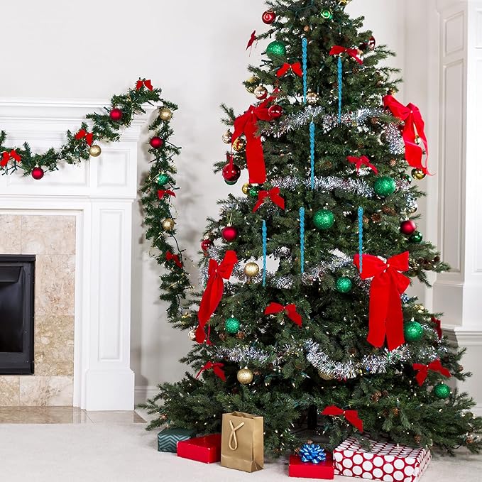 AMS Sparkling Glitter Plastic Icicle Ornaments 30 PCS Twisted Icicles Decoration Christmas Tree and Holiday Xmas Party Hanging (5.1'', Blue)