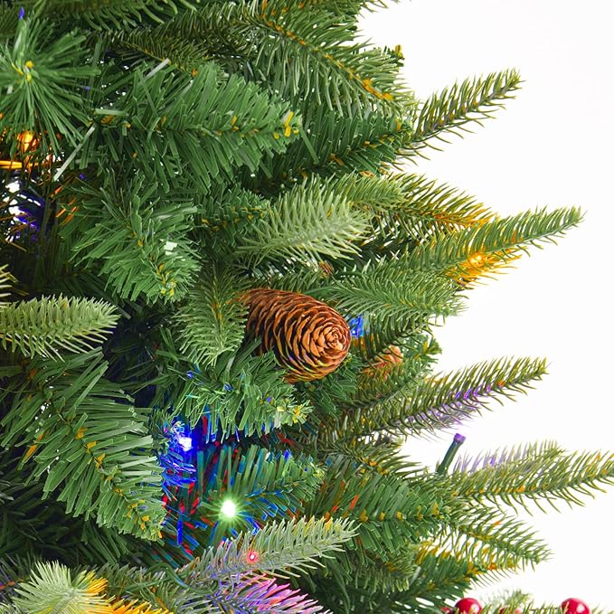 3FT Pre-lit Artificial Small Mini Christmas Tree with Warm White Multi-Color LED Lights, Remote Control and Timer, Perfect for Xmas Tabletop Decorations, Home, Kitchen, Dining Table