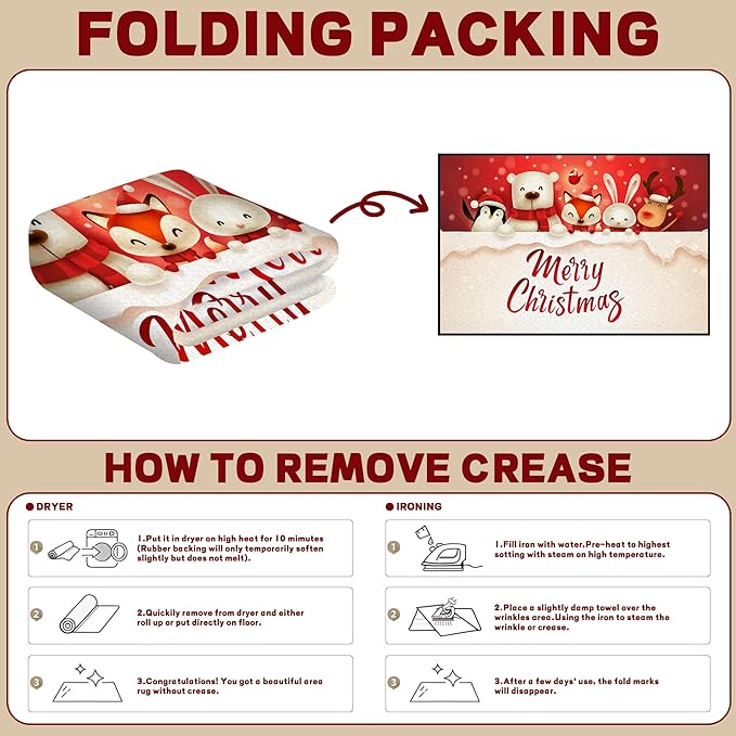 Christmas Rug, Snowman Rug, Xmas New Year Gift Door Mat for Bedroom Living Room Kitchen, Merry Christmas Indoor Floor Mats for Holiday Festive Decoration,71" X 47"