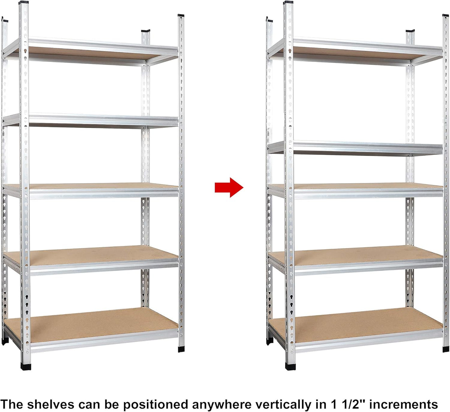 Amazon Basics 5-Tier Medium Duty Storage Shelving Single Post Press Board Shelf - 48 x 18 x 72 Inches, Aluminum