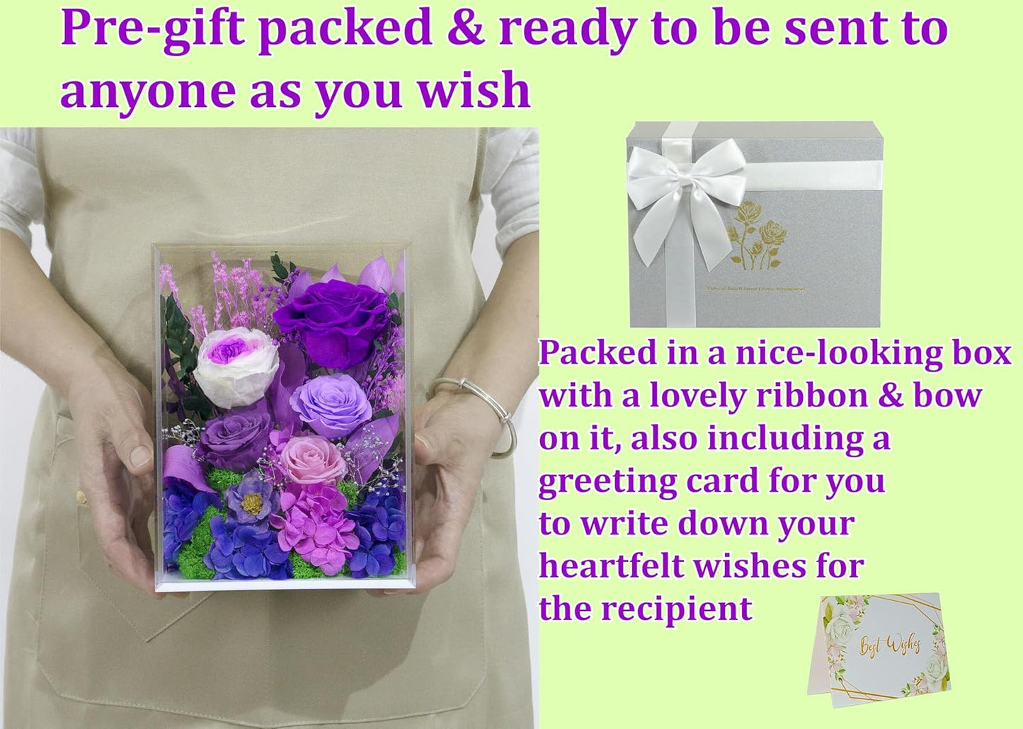 Valley of Rain & Forest Long-Lasting Real Flowers, Handcrafted Preserved Rose Bush For you to Send Love for All Occasions, Floral Arrangement for Indoor Decoration (Dark Purple Rose)