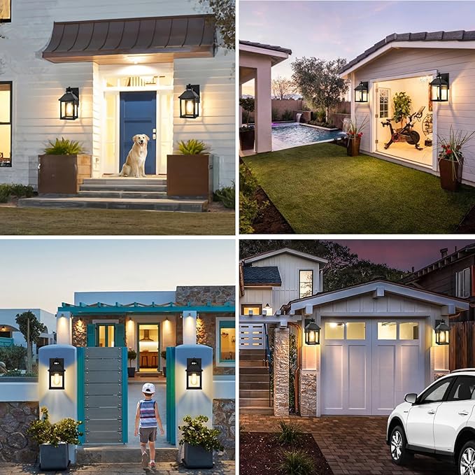 2Pack Solar Porch Lights Outdoor, Solar Sconce Lights Outdoor with Motion Sensor, Waterproof Wall Light with Clear Panel for Garage, Porch, Yard, Front Door,5.8 * 5.8 * 11.8in