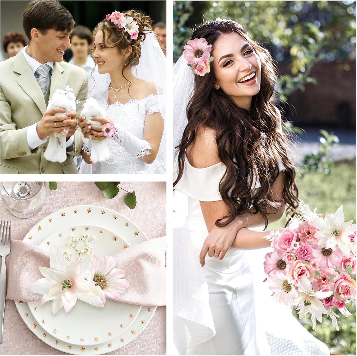 Serra Flora Faux Flower Heads Mini Artificial Flower Heads Fake Flowers Multicolor Small Silk Daisy Peony Flower Heads for Craft Garland Wedding Party DIY Home Decoration